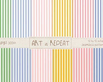 Cottage spring Stripe Digital Paper • Seamless Patterns (12x12" JPG) (Digital Download)