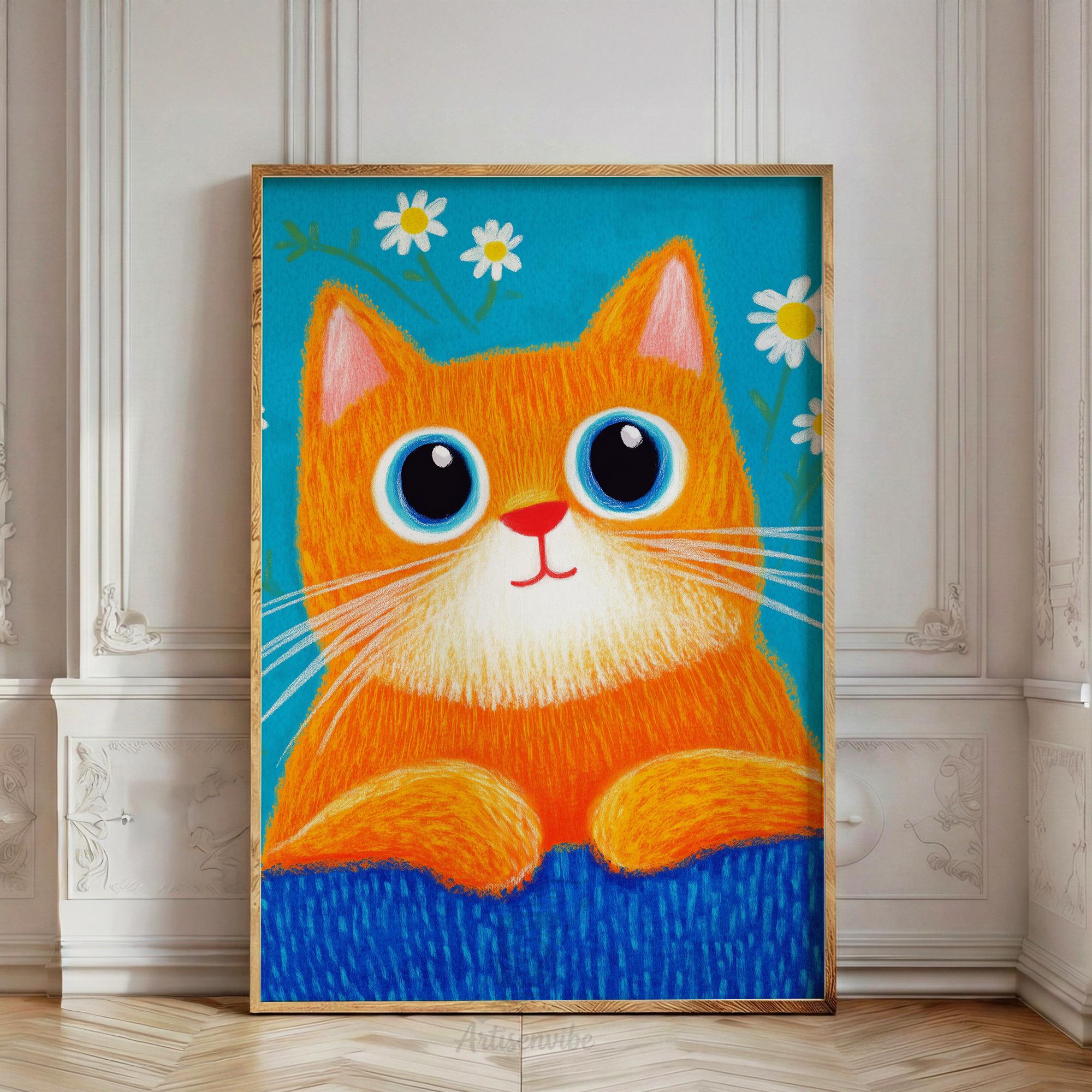 Cat Nursery Wall Art | Whimsical Kids Room Decor Print | Fun Gallery ...