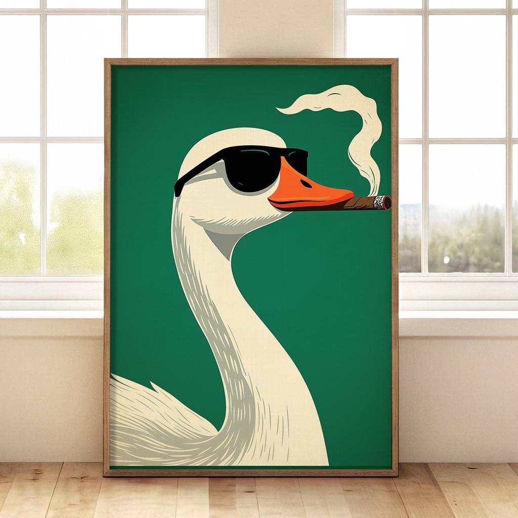 goose smoking a cigarette w/ cig pt. 2- acrylic on canvas- by Hannah Rettig goose smoking a cigarette He