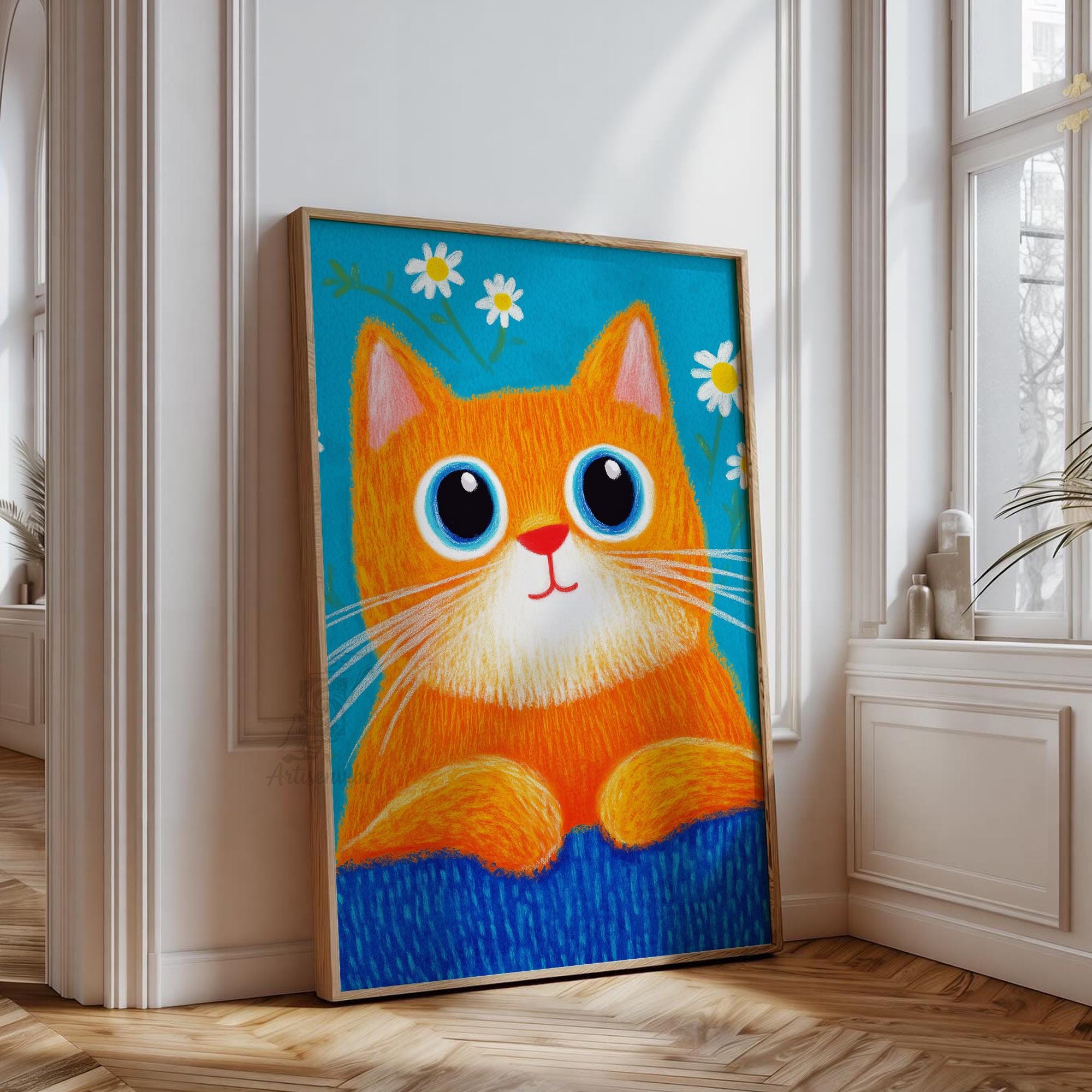 Cat Nursery Wall Art | Whimsical Kids Room Decor Print | Fun Gallery ...