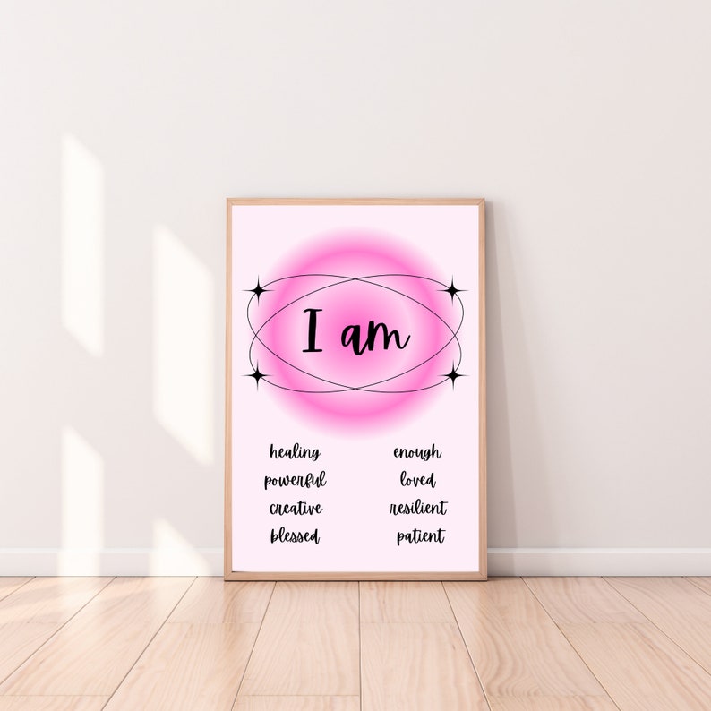 Pink Grainy Aura Affirmation Poster Mental Health Print - Etsy