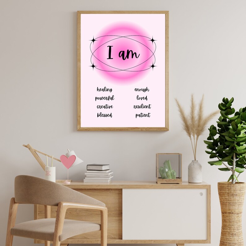 Pink Grainy Aura Affirmation Poster Mental Health Print - Etsy