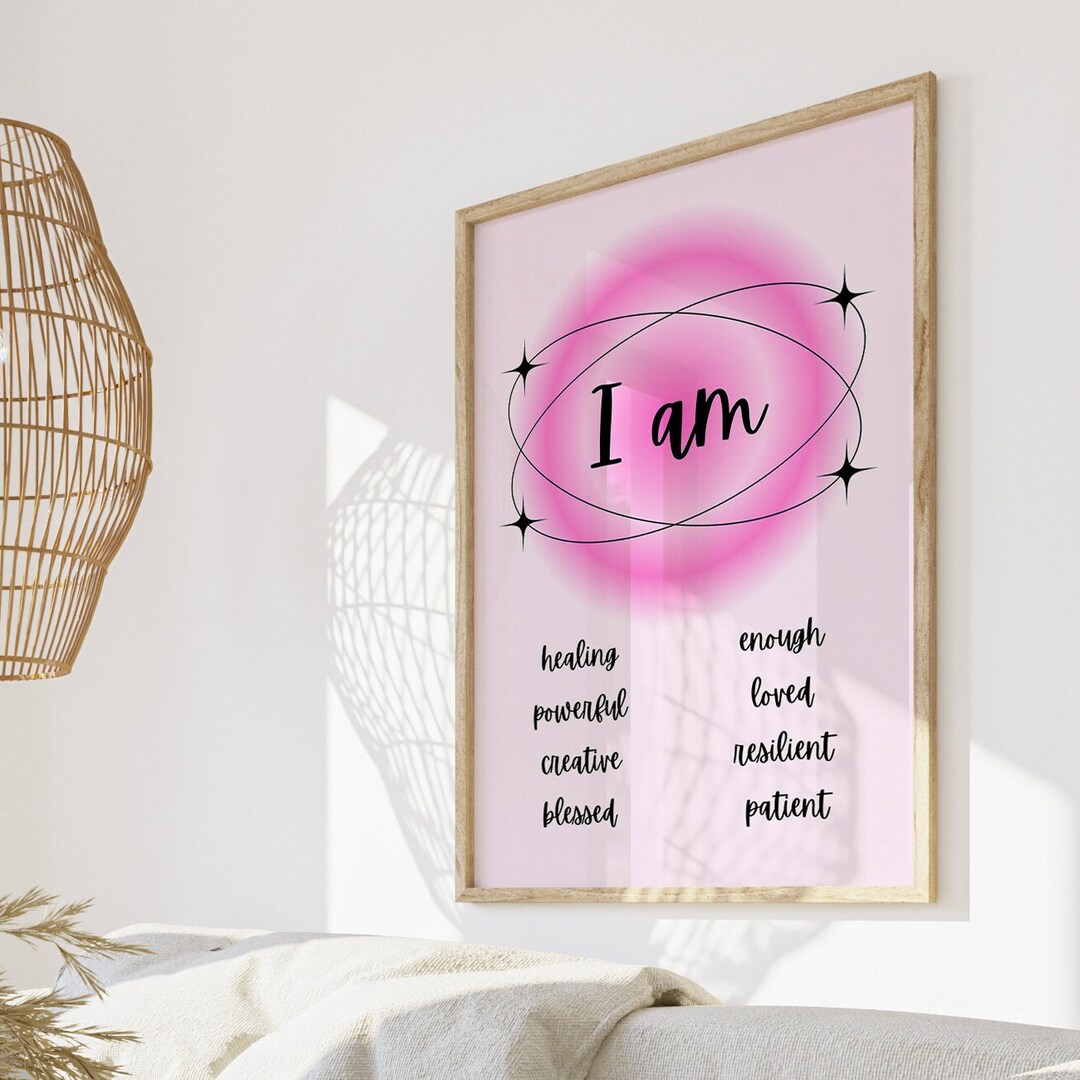 Pink Grainy Aura Affirmation Poster, Mental Health Print, Digital ...
