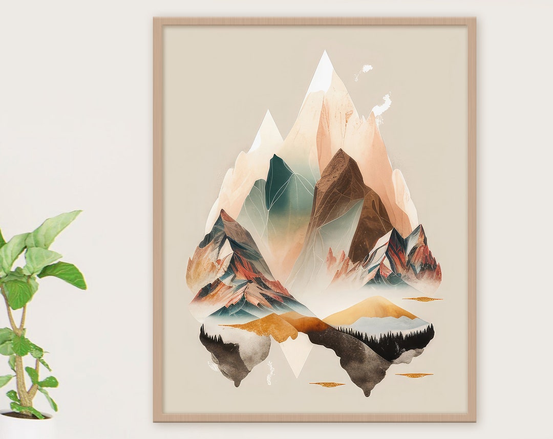 Modern Mountain Art Modern Mountain Decor Minimalistic Etsy