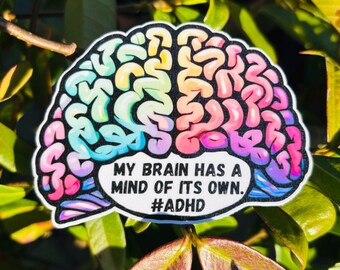 Naklejka winylowa na mózg z ADHD | Neurodiversity Pride