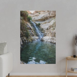 Hidden Oasis: Waterfall in En Gedi Nature Reserve, Israel - Photography on Matte Canvas