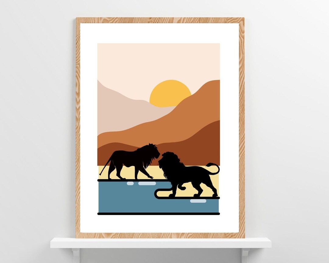 Lion Wall Art, Wall Art Printable, Animal Wall Art Decor, Colorful Art Prints, Lion Digital