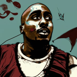 Tupac Shakur Flying a kite Hip-hop Art, Digital Print