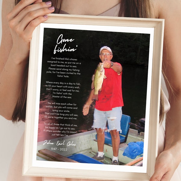 Digital Personalized Memorial Gone Fishing in heaven