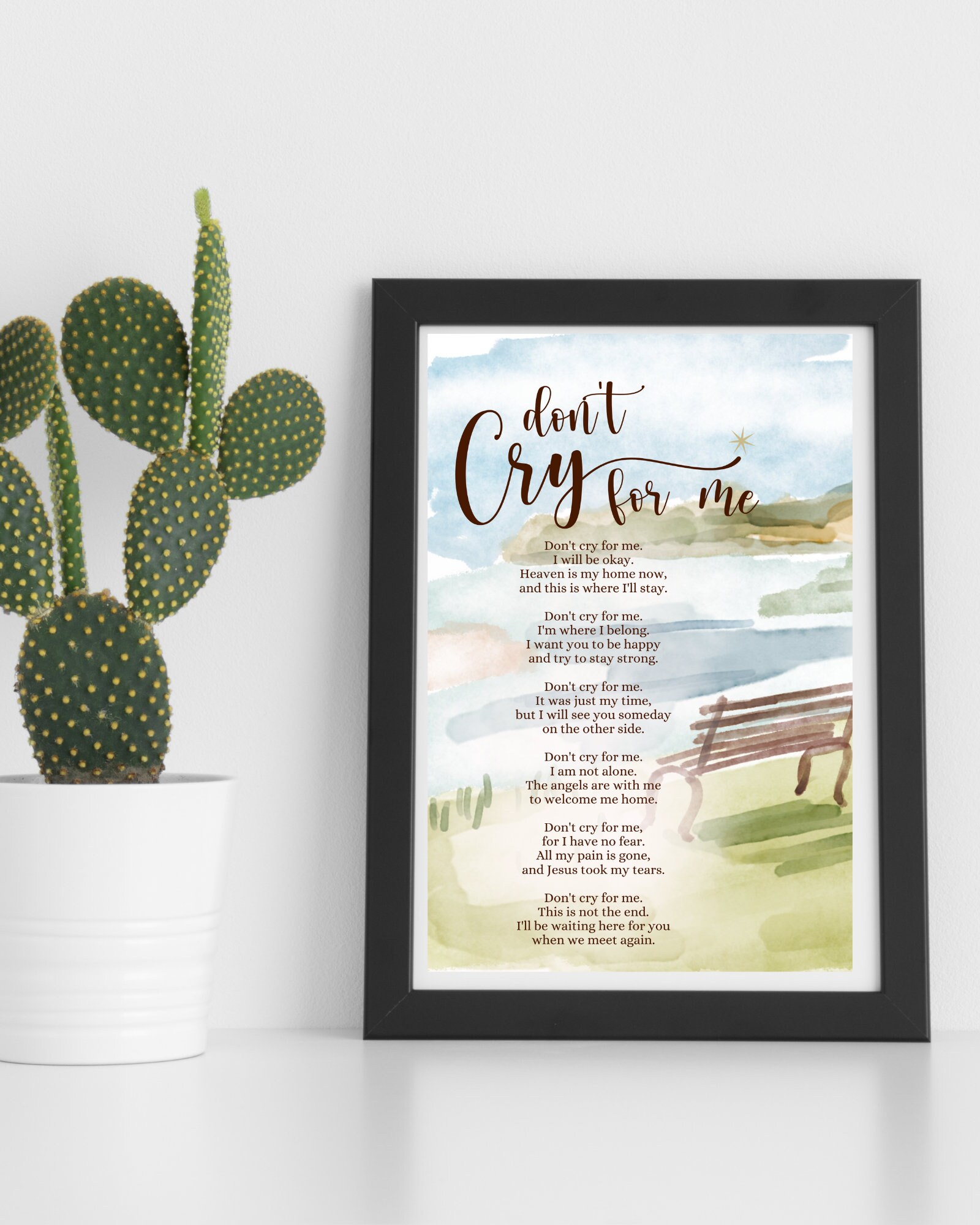 Digital Don't Cry for Me Memorial Poem. - Etsy