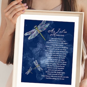 Digital As I Sit in Heaven Memorial Poem Wall Art