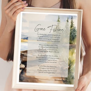 Gone Fishing Memorial Wall Hanging | Personalized Digital Print | Custom Remembrance Art | Sympathy Gift | Funeral Keepsake
