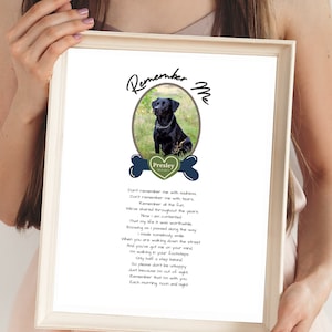 Personalized Pet Memorial Print | Digital &#39;Remember Me&#39; Poem or Custom Poem | Pet Loss Gift | Printable Sympathy Wall Art