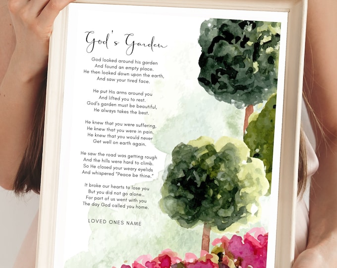 In Memory Poem Sympathy Gift Loss of Loved One Poem God's Garden Poem