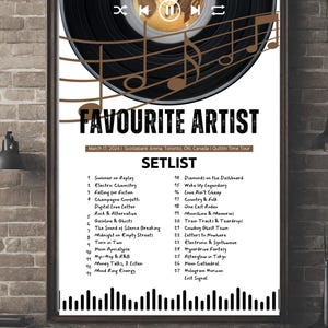 Personalized Concert Setlist Poster | Digital Custom Music Print | Band Song List Wall Art | Gift for Music Lovers