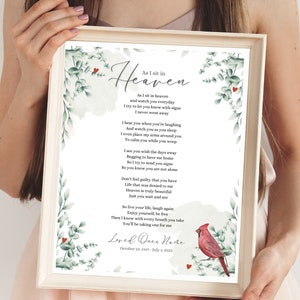 Digital As I Sit in Heaven Memorial Poem Wall Art