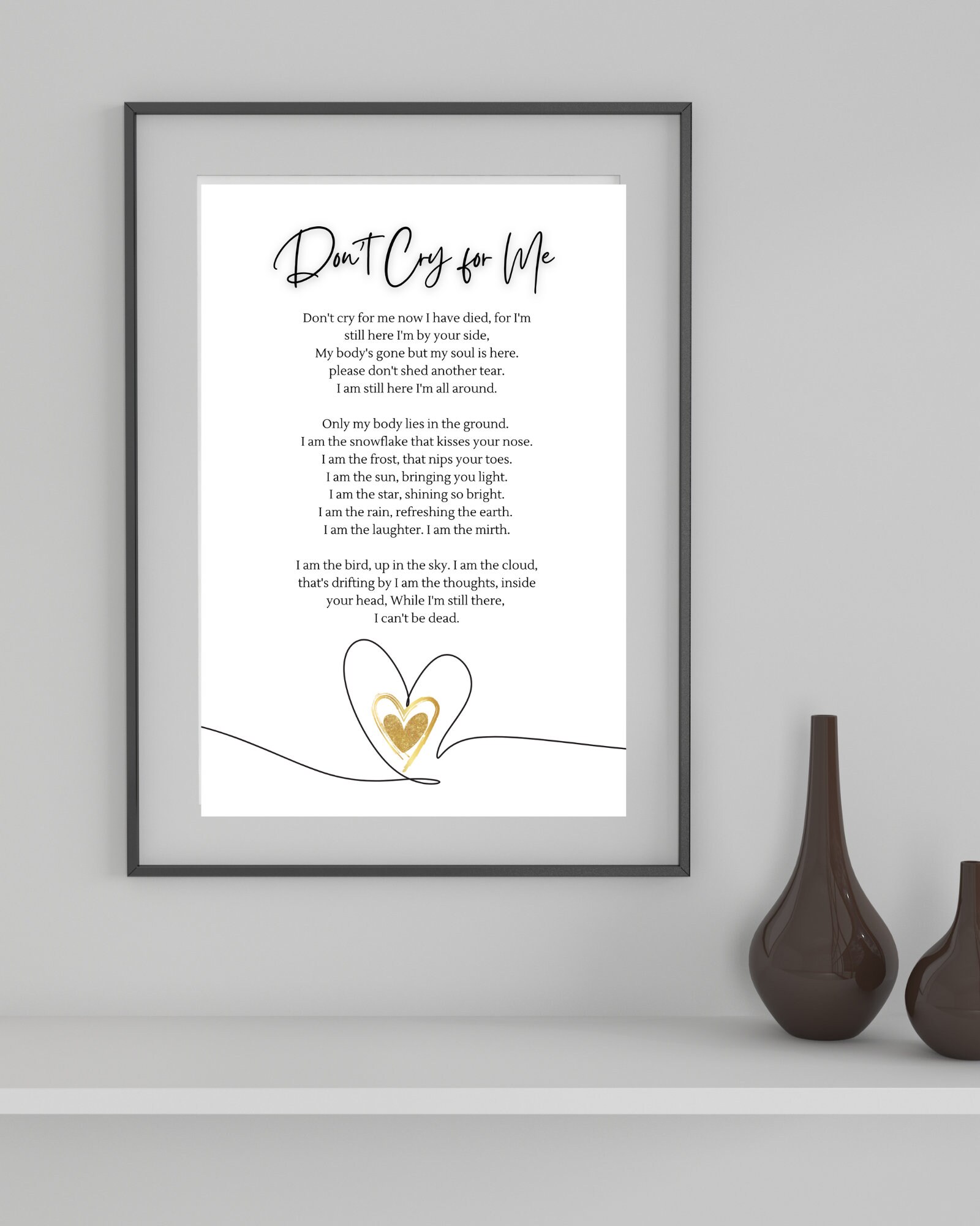 Digital Don't Cry for Me Memorial Poem. - Etsy