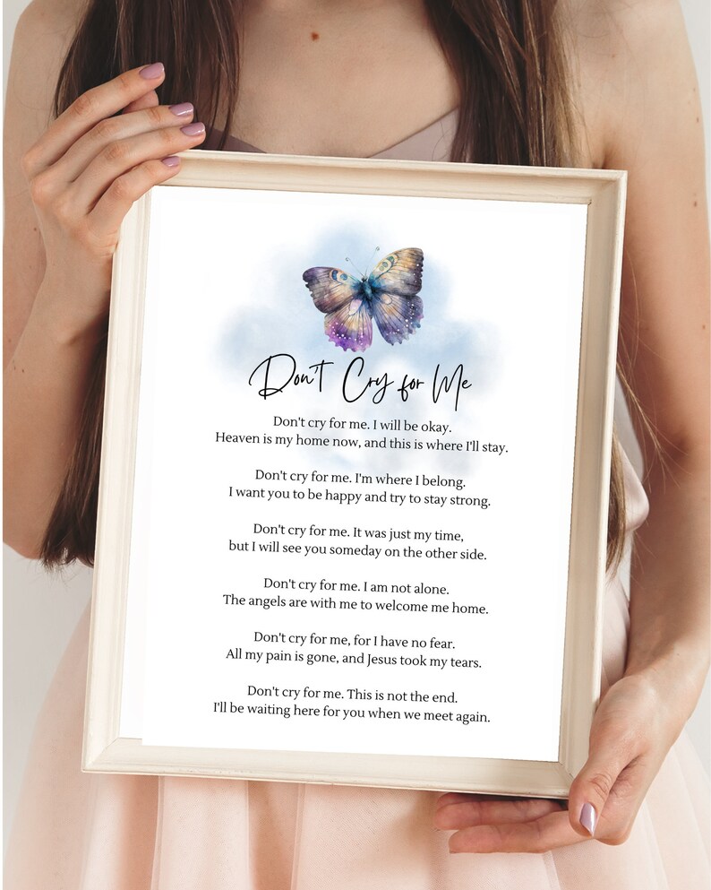 Digital Don't Cry for Me Memorial Poem - Etsy Australia