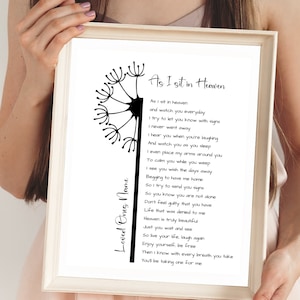 Digital As I Sit in Heaven Memorial Poem Wall Art