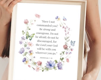 Digital Joshua 1:9 Bible Quote Wall Art
