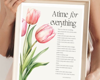 Digital Ecclesiastes 3 Bible Verse, Christian Poem Wall Art, Digital Print A Time for Everything