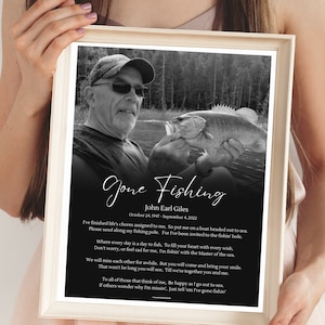 Gone Fishing Memorial Wall Art | Personalized Poem Print | Digital Remembrance Gift for Loss of Father, Brother, Friend