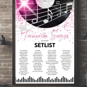 Personalized Concert Setlist Poster | Digital Custom Music Print | Band Song List Wall Art | Gift for Music Lovers