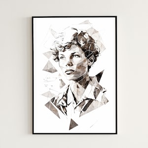 Amelia Earhart, Mes de la Historia de la Mujer, Empower, Inspire, AI Art, Wall Art, Decoraciones, Wall Prints