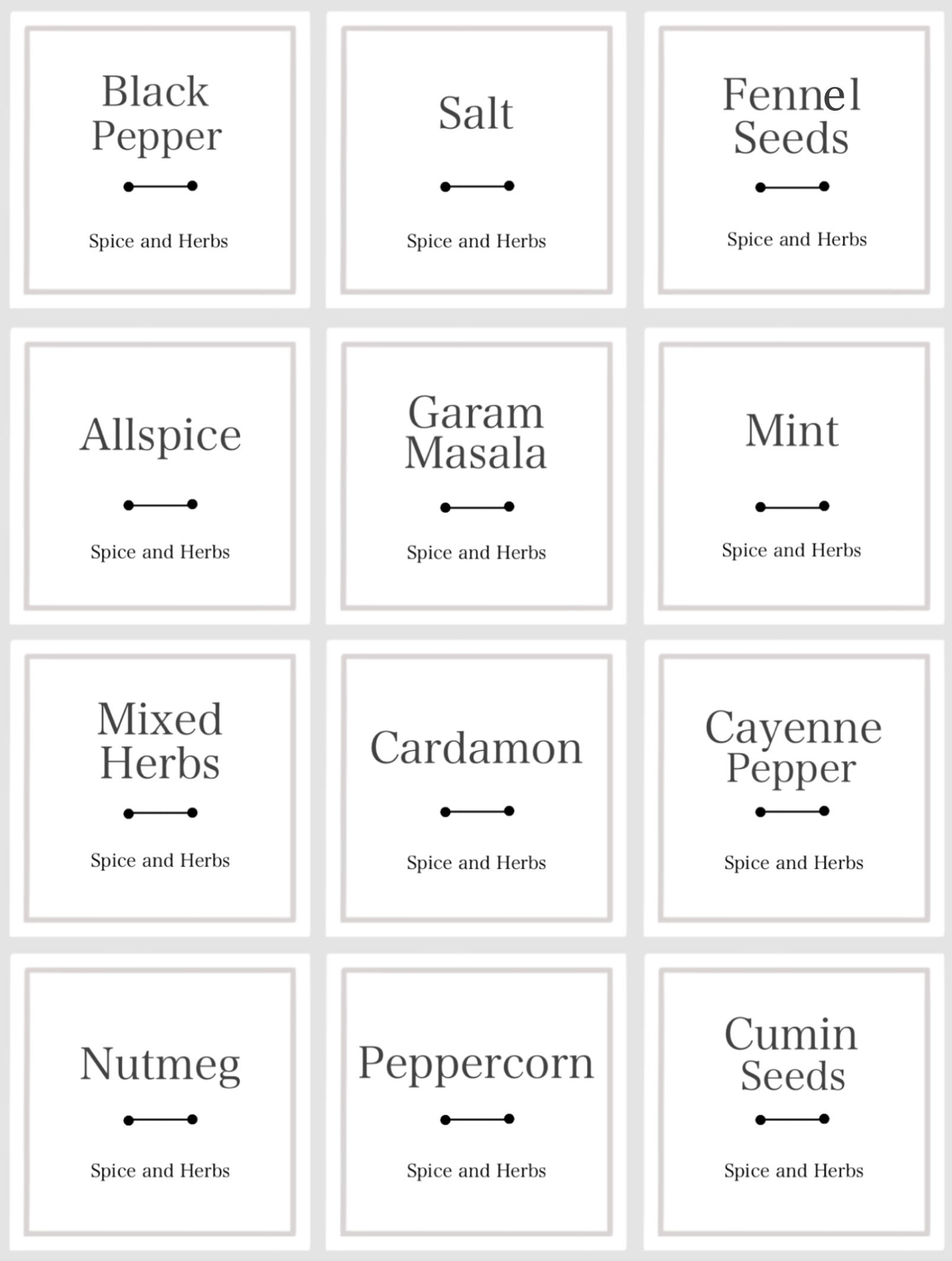 Minimalistic Spices and Herbs Vinyl Sticker Adhesive Labels - Spices ...