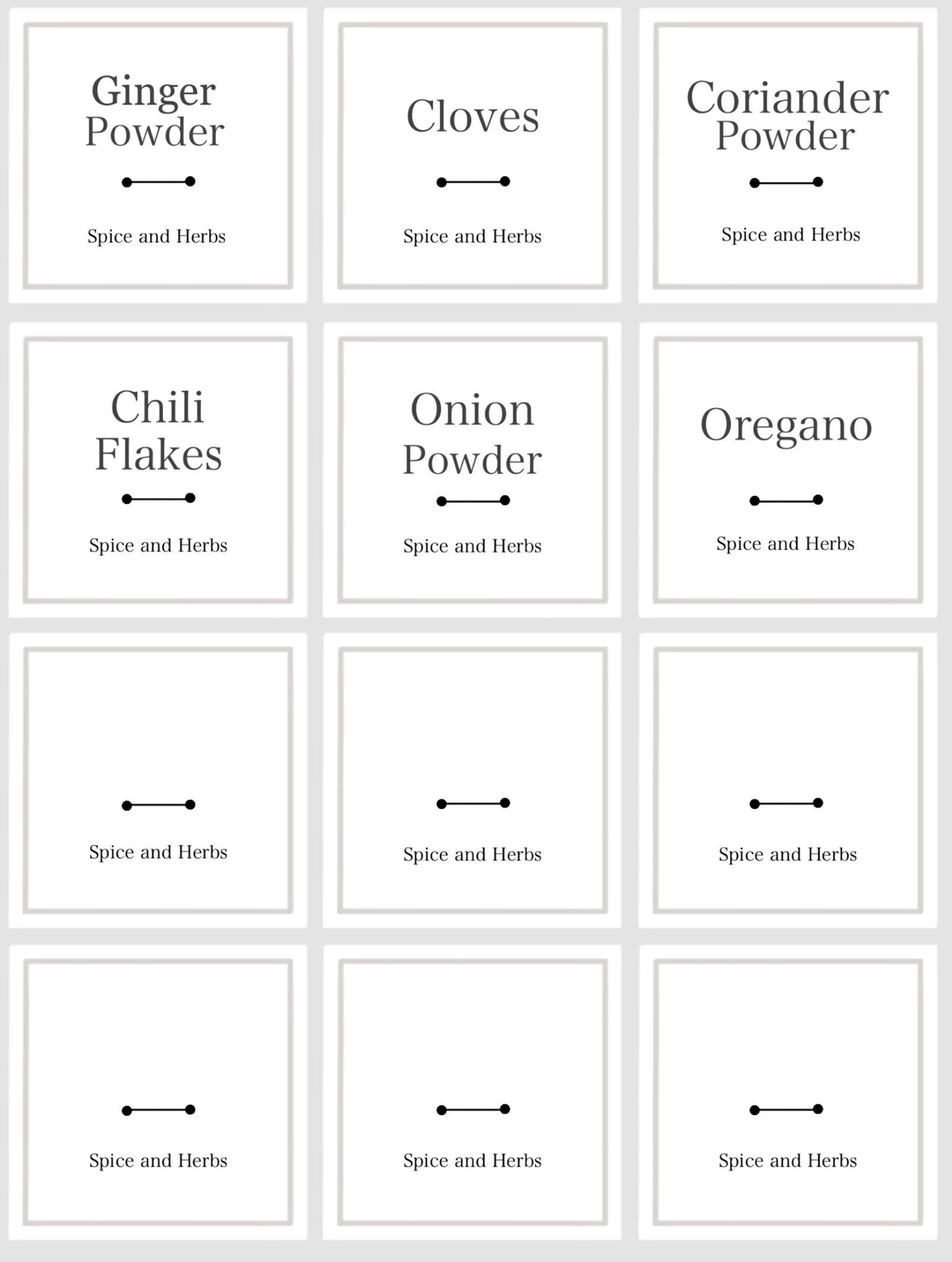 Minimalistic Spices and Herbs Vinyl Sticker Adhesive Labels - Spices ...