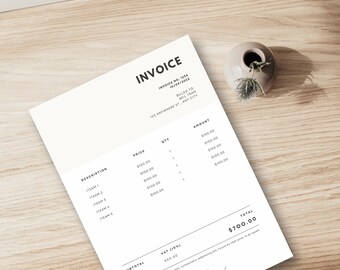 Editable Invoice Template for Small Business | Customizable Tan Canva ...