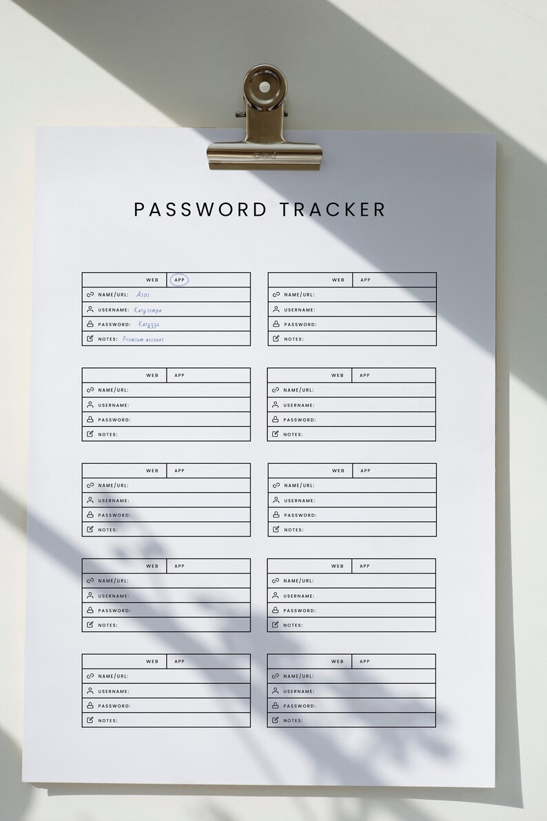 Password Tracker Printable | Password Log | Password Keeper | Digital ...
