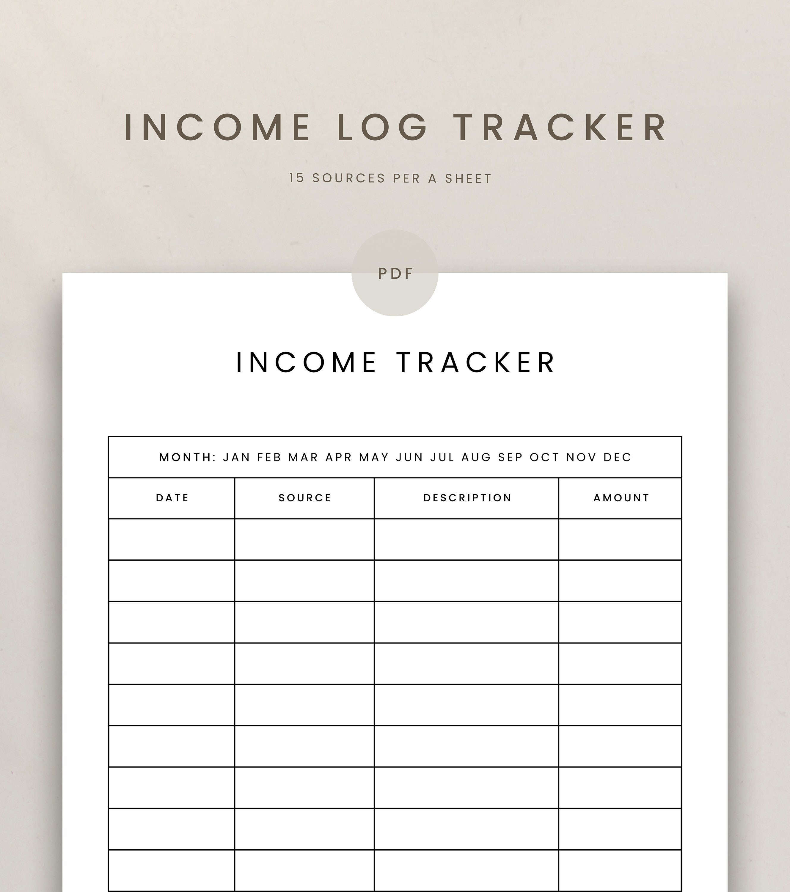 Income Tracker Printable Finance Tracker Income Overview Money Income Tracker Printable Finance Tracker Income Overview Money