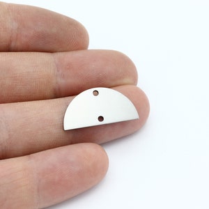 12x24mm Stainless Steel Half Round Charm, Semi Circle Connector, D Shape Pendant, Earring Connector, Jewelry Supplies, 6 Pcs, SH-2525