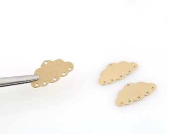 4 Pcs Raw Brass Cloud Earrings, Cloud Connectors, Tiny Cloud Pendant Connectors, Sky Jewelry, Connectors, Brass Findings, 15x29mm, SH-561