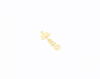 May include: Gold-toned metal charm featuring a lotus flower design with a decorative swirl at the bottom.