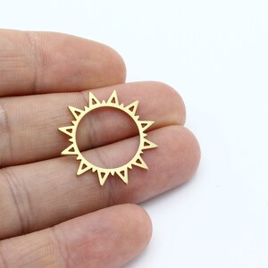 2 Pcs Raw Brass Sun Charm Pendant, Sunburst Charm, Brass Sun Earrings,  Sun Jewelry, Celestial Pendant, Laser Cut Findings, SH-2869