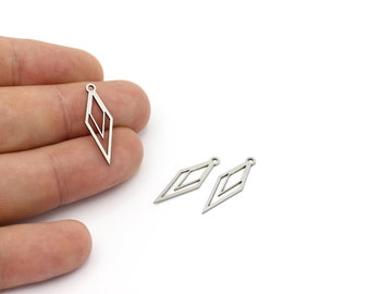 6 Stück Edelstahl Dreieck Ohrringe, Laser Cut winzige Dreieck Anhänger, Rohe Geometrische Charms, Ohrring Charms, Stahl Zubehör, SH-1400