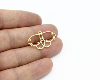 24k Gold Plated Moth Charms, Butterfly Earrings, Moth Pendant, Animal Findings, Necklace Pendant, Laser Cut Findings, Gold Jewelry, SH-2152