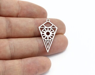 Orecchini A Cerchio Con Ciondolo Triangolare In Acciaio Inox E Madreperla – 3 Cm, Ipoallergenici E Impermeabili, Regalo Akzent