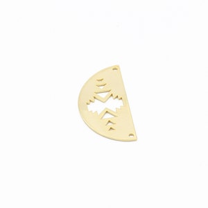 2 Pcs 24k Gold Plated Half Round Charm, Arrow Semi Circle Connector, D Shape Pendant, Earring Connector, Jewelry Supplies, 15x30mm, SH-2860