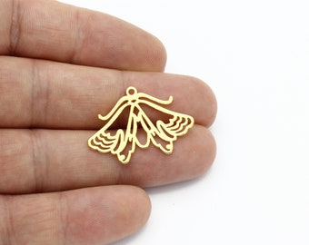 24k Gold Plated Butterfly Charms, Butterfly Earrings, Moth Pendant, Animal Findings, Necklace Pendant, Laser Cut Findings, SH-2663
