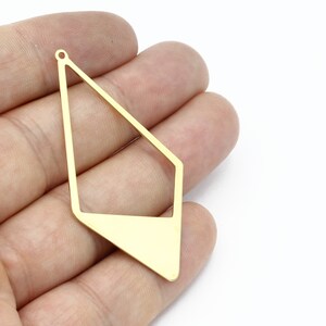 2 Pcs 24k Gold Plated Triangle Earring, Diamond Shape Pendant, Triangle Charms, Geometric Jewelry, Gold Findings, 29x56mm, SH-2189