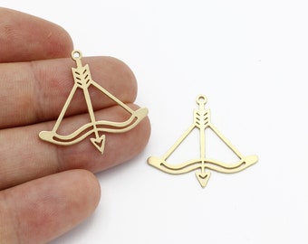 2 Pcs Raw Brass Arrow Earrings, Laser Cut Arrow Pendant, Brass Arrow Charms, Earring Findings, Laser Cut Findings, 28x29mm, SH-1945