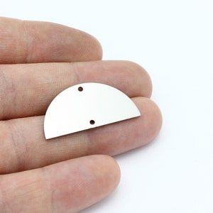 16x32mm Stainless Steel Half Round Charm, Semi Circle Connector, D Shape Pendant, Earring Connector, Jewelry Supplies, 6 Pcs, SH-2524