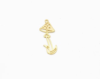 24k Gold Plated Mushroom Charms, Mushroom Pendant, Mushroom Jewelry, Mushroom Earrings, Laser Cut Findings, Necklace Pendant, SH-2678