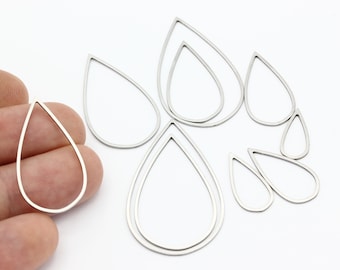 6 Pcs Stainless Steel Drop Connector, Laser Cut Tear Drop Charms, Drop Earring Findings, Tear Drop Jewelry, Steel Findings, SH-2899