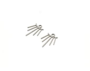 6 stuks roestvrijstalen zonoorbellen, kleine zonhanger, stalen zonbedels, oorbelbevindingen, sieradenbenodigdheden, stalen bevindingen, 14x19mm, SH-1447