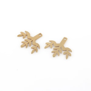 6 Pcs Raw Brass Flower Charms, Bar Flower Earrings, Brass Flower Pendant, Earring Findings, Jewelry Supplies, 19x21mm, SH-954