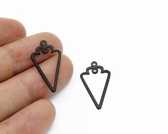4 Pcs Black Plated Triangle Earring, Triangle Connector, Triangle Pendant, Geometric Jewelry, Necklace Findings, Jewelry Supplies, SH-1780